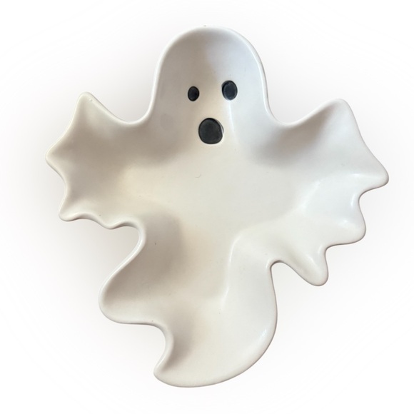 Mugshotz White Ghost Halloween Ceramic Candy/Serving Dish - Picture 1 of 8